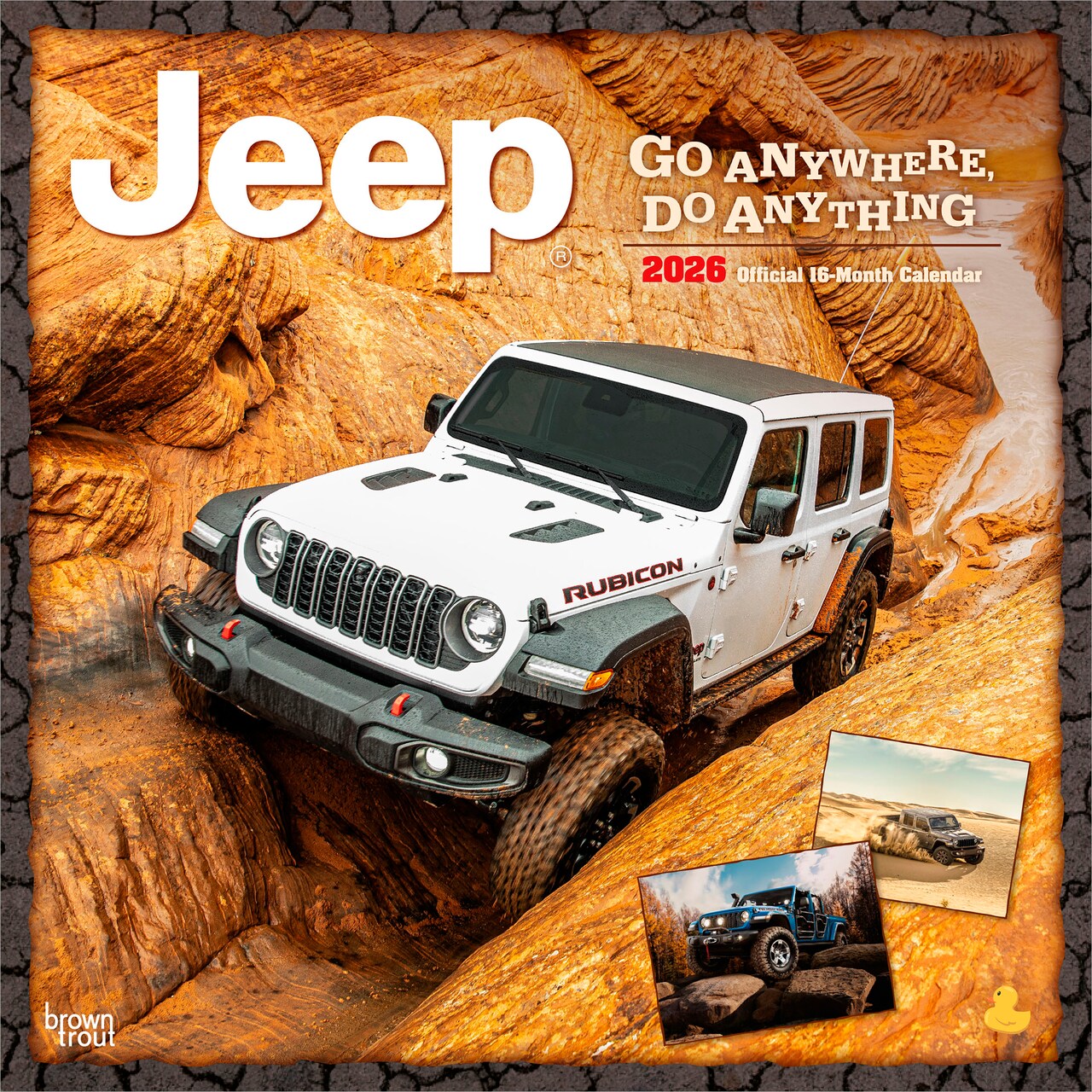 Jeep OFFICIAL | 2026 12 x 24 Inch (Hanging) Monthly Square Wall Calendar | Plastic-Free